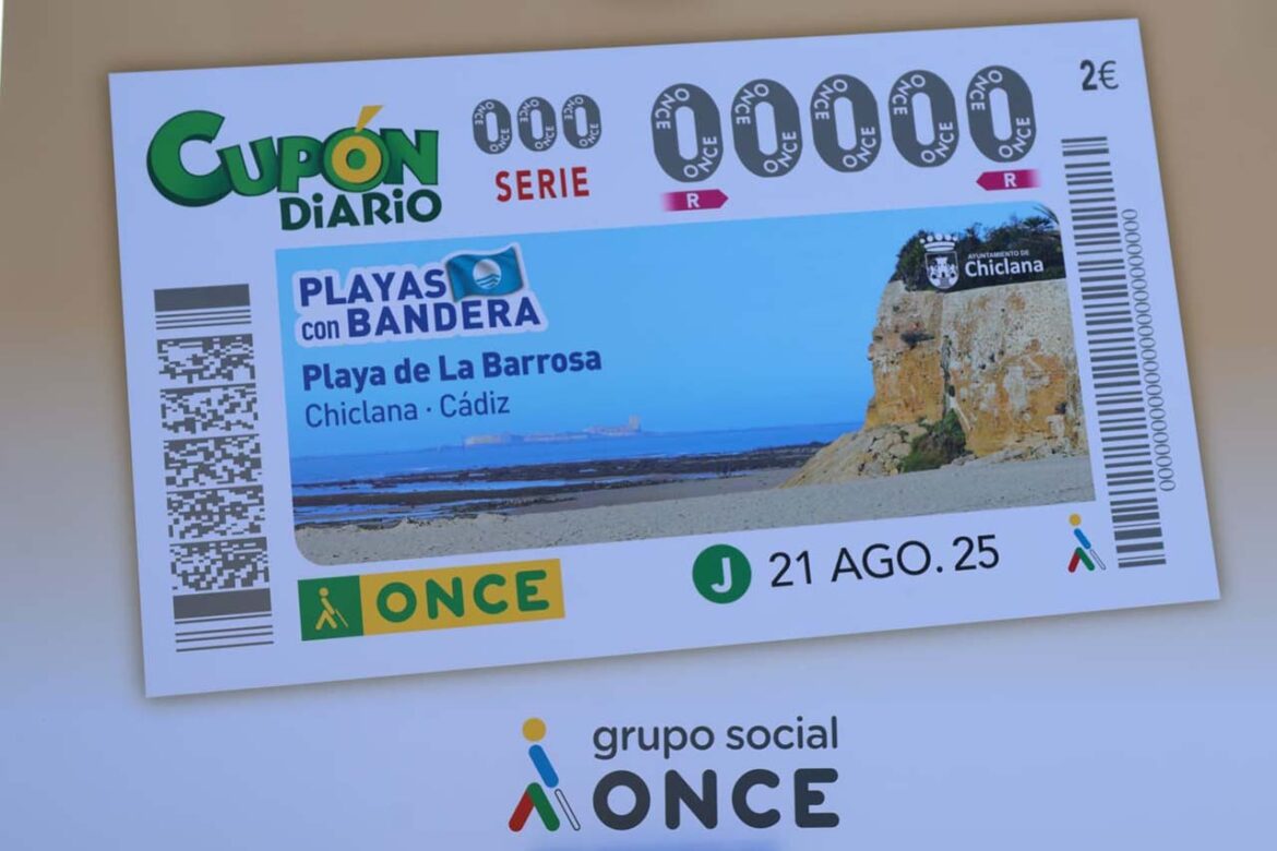 Cupon de la ONCE sobre la playa de La Barrosa