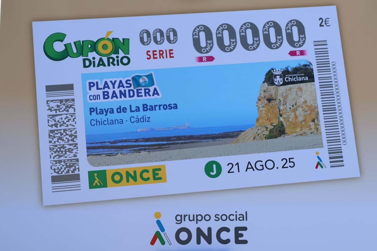 Cupon de la ONCE sobre la playa de La Barrosa